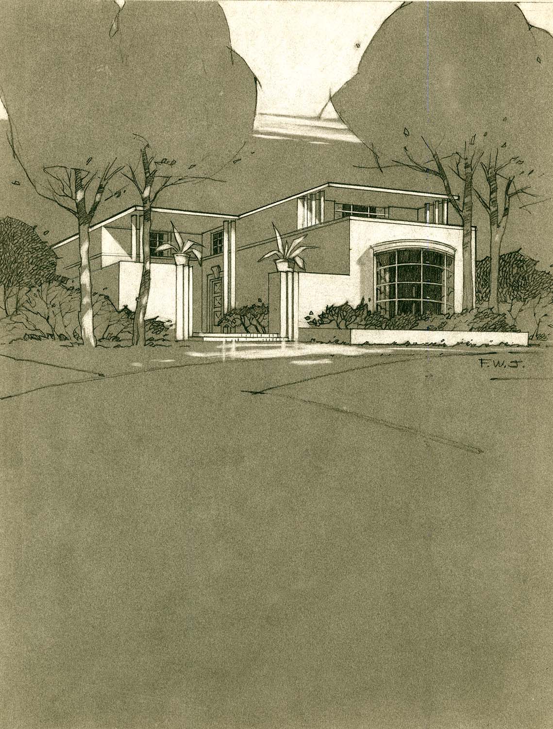 Paul Revere Williams, Drawing of "New Londoner" residence for 'New Homes for Today' (1946)
