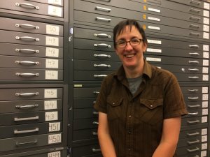 Julia Larson in the archives 