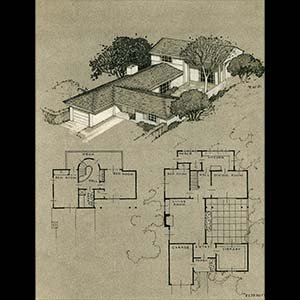 Paul Revere Williams, Drawing, Model of a Modern Ranch House, Prepared for 'New Homes Today' (1946)